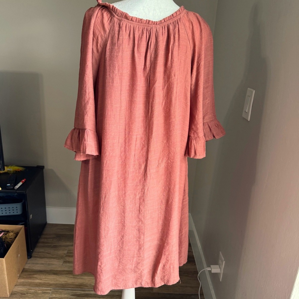 Naif Button Down Ruffle Sleeve Shift Dress XL - Picture 3 of 9